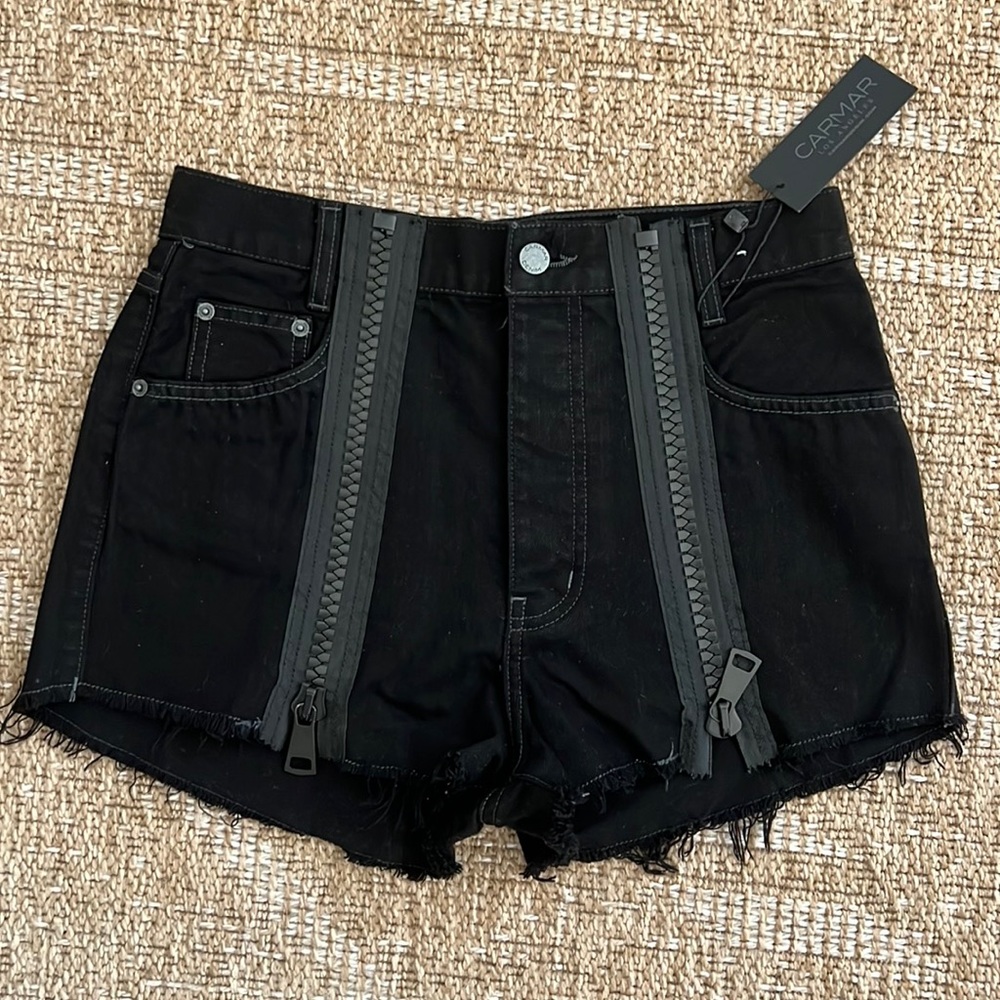 carmar zip black jean shorts size 28 be with tags